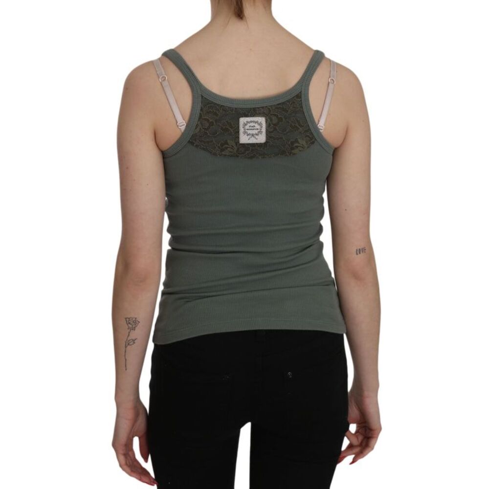 PINK MEMORIES Green Spaghetti Strap Slim Fit Casual Tank Top Women's Blouse